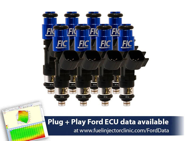 525cc (50 lbs/hr at 43.5 PSI fuel pressure) FIC Fuel Injector Clinic Injector Set for Ford F150 (2004+) Ford Lightning (1999-2004) Injector Sets (is407-0525h)