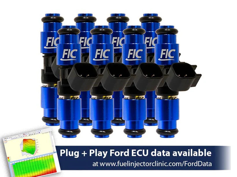 650cc (62 lbs/hr at 43.5 PSI fuel pressure) FIC Fuel Injector Clinic Injector Set for Ford F150 (1985-2003)/Ford Lightning (1993-1995) (is406-0650h)